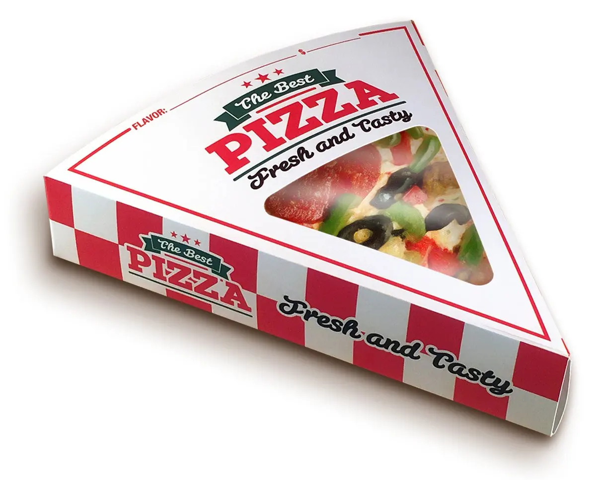 Triangle Pizza Box Design, individuell bedrucktes Papier Pizza Box Design, fantastische Pizza Box von der Scheibe