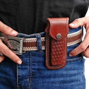 Gaine en cuir pour la pliage des couteaux, 5 ", haute qualité, prix d'usine, Grain riche, pour couteaux à lame - Product Image 1