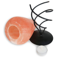 Support de bougie en sel rose de l'Himalaya sculpté à la main, style floral, 10x7x7 pouces, toucher réel, logo personnalisé