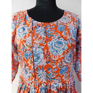 Vestido largo tejido a mano de algodón puro con cuello en V, estilo bohemio hindú, para fiesta, con botones, para mujer. - Product Image 3