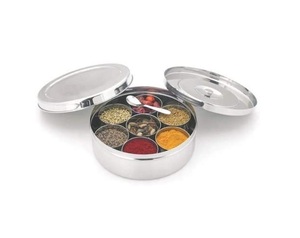 High Quality Stainless Steel Spice Box Masala Box With 7 Bowls And SS Cover Plate