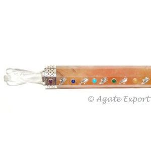 Baguettes de chakra en quartz doré artisanal en pierre semi-précieuse avec ange - Product Image 1