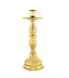 BRASS CHURCH TAPER FULL ENGRAVED CANDLE HOLDER CHURCH SUPPLIES - Product Image 4
