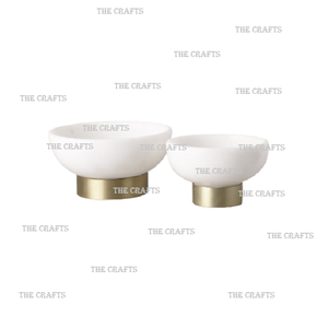 Marvelous Design Marble Serving Bowl <b>With</b> Metal <b>Lid</b> <b>White</b> And Gold Color Kitchenware Serving Fruits Food Bowl In Bulk - Product Image 5