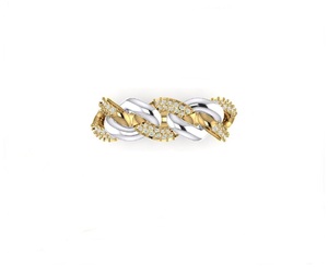 Exclusive 0.60TCW Real Round Diamond Designer <b>Ring</b> in <b>14K</b> Multi-Tone <b>Gold</b> - Product Image 1