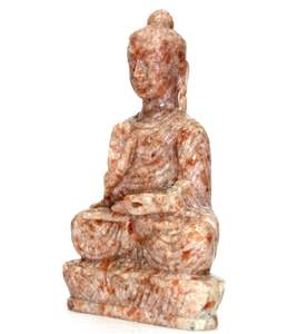 Statue de Bouddha méditant en pierre de soleil sculptée, figurine tibétaine en pierre précieuse, sculpture religieuse, bouddhisme, Inde, 3''-7'' - Product Image 1