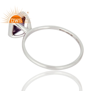 Bague en améthyste véritable, fournisseurs de bijoux, or blanc massif 9 carats, alliance, collection vintage - Product Image 3