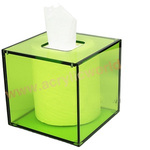 Caja de pañuelos de acrílico rojo, alto pulido, estante para servilletas - Product Image 1