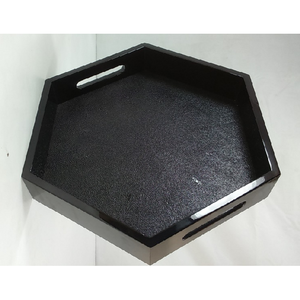 Ensemble de plateaux de service DAPHOCO modèle 069 LQ en similicuir shagreen personnalisé avec plateau de rangement rond - Product Image 2