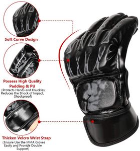Oferta Súper Septiembre: Guantes de Boxeo MMA con Protección para Muñecas y Nudillos, Material de Cuero, para Exteriores, Medios Dedos/Sin Dedos - Product Image 2