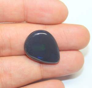 Opale noire australienne naturelle, faite à la main, de haute qualité, cabochon lisse, taille poire, 25x19 mm, pierre précieuse - Product Image 4
