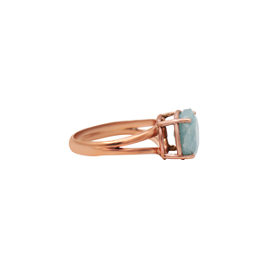 Impecable aguamarina cruda preciosa piedra preciosa forma redonda anillo chapado en oro rosa 925 joyería de plata esterlina para venta al por mayor - Product Image 3