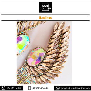 Customization Available for Hand Embroidered Jewelry Handmade Earrings for Women with Marquis Crystals at Lowest Market Price - Product Image 6