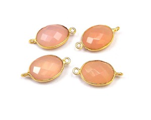 Piedra lunar de melocotón, piedras preciosas naturales, hechas a mano, forma ovalada, Plata de ley, oro, oro rosa, joyería chapada en oro, doble fianza facetada - Product Image 4