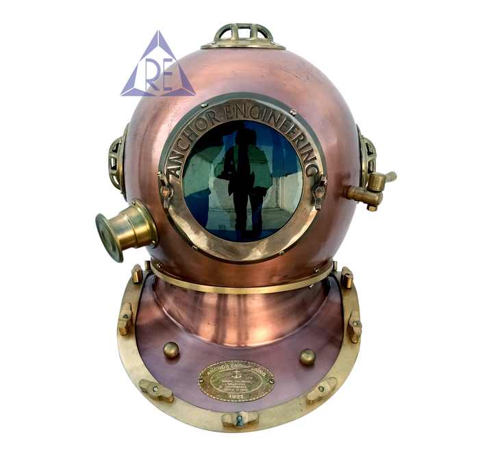 18" vintage copper antique scuba divers diving helmet home &