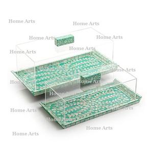 Plateau de service en bois et vadrouille avec couvercle en acrylique ensemble de deux tailles différentes chocolats plateau à Dessert pour un usage domestique - Product Image 3