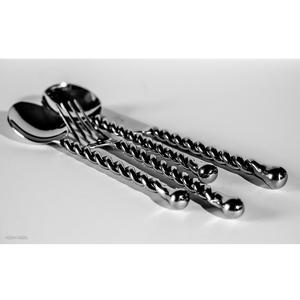 ชุดช้อนส้อมสแตนเลส4ชิ้นเครื่องใช้บนโต๊ะอาหารสำหรับงานแต่งงานร้านอาหารมีดช้อนเสิร์ฟอาหารโลหะทนทาน - Product Image 1