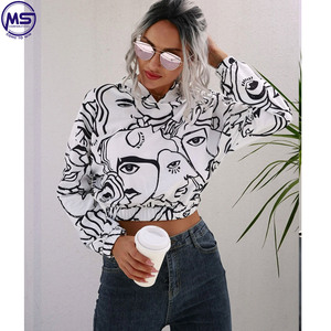 Sudadera con capucha con Logo personalizado para mujer, Top corto de manga larga - Product Image 6