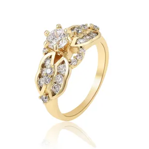 16306 Xuping Elegant Copper Alloy Ring 14K Gold Plating Zircon Stone Finger Ring For Women