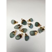Pendentif en pierre précieuse pour bijoux et accessoires, breloque, en forme d'aigue-marine rugueuse, naturelle, avec connecteurs, 18 modèles, mois