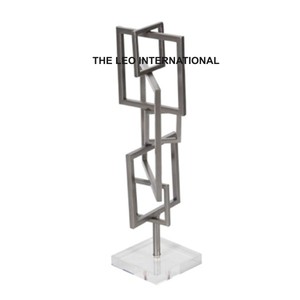 Acero y aluminio Metal Forma única Escultura con acabado negro Estilo elegante Aspecto moderno Escultura decorativa con acento para el hogar - Product Image 2