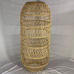 Lámpara colgante decorativa de ratán de bambú para techo, moderna lámpara colgante de madera E27, hecha a mano, vintage, para restaurante - Product Image 1