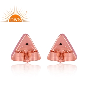 925สเตอริ่งเงินธรรมชาติ Lapis Lazuli พลอยออกแบบสามเหลี่ยมต่างหูสตั๊ดผู้ผลิตเครื่องประดับ - Product Image 4