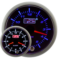Meteran Performa Layar LED Hitam Digital Otomatis Jam Meteran Listrik 52mm Gerakan Motor Stepper Aluminium 12/24