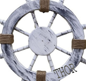 30 "antigua rueda de barco náutico blanca Hermosa | Decoración de pared marítima - Product Image 2