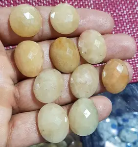 Batu segi safir kuning mulia kualitas langka untuk liontin Valentine batu permata pembuat liontin