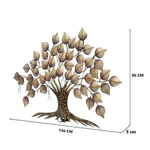 Metal <b>Tree</b> With <b>Lighting</b> Leaves Golden Iron 3D Hanging Sculpture Metal Wall Decor for Living Rooms With Yellow Shade <b>Lighting</b> - Product Image 2