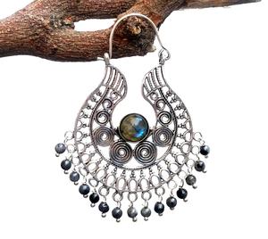 Pendientes de Aro con Cuentas de Labradorita Plateada, Estilo Bohemio, Piedra Natural, Regalo de Boda, Fiesta, Novedad 2020 - Product Image 1