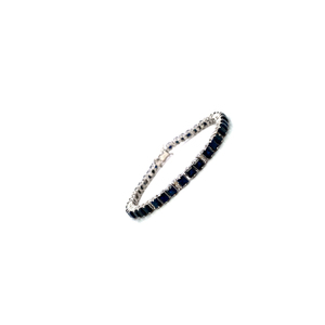 Bracelets Tennis Unisexe en Argent Sterling 925 Plaqué Rhodium avec Saphir Bleu de Haute Qualité, Fabriqués à la Main, Certifiés IGI - Product Image 2