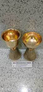 ทองเหลืองด้านล่างสลัก Chalice คริสตจักรอุปกรณ์ Brassworld อินเดีย - Product Image 3