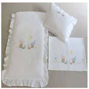 Parure de lit d'été brodé Quang, ensemble de literie pour enfants, broderie 100% coton - Product Image 1