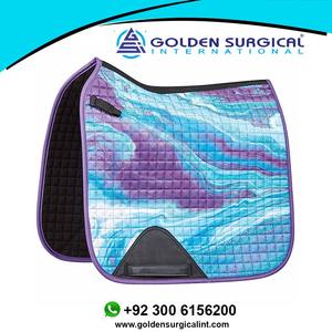 Almohadilla de sillín de doma inglesa de tela de satén azul personalizada, diseño de remolino de mármol Prime, equipo de equitación de algodón de estilo occidental - Product Image 5