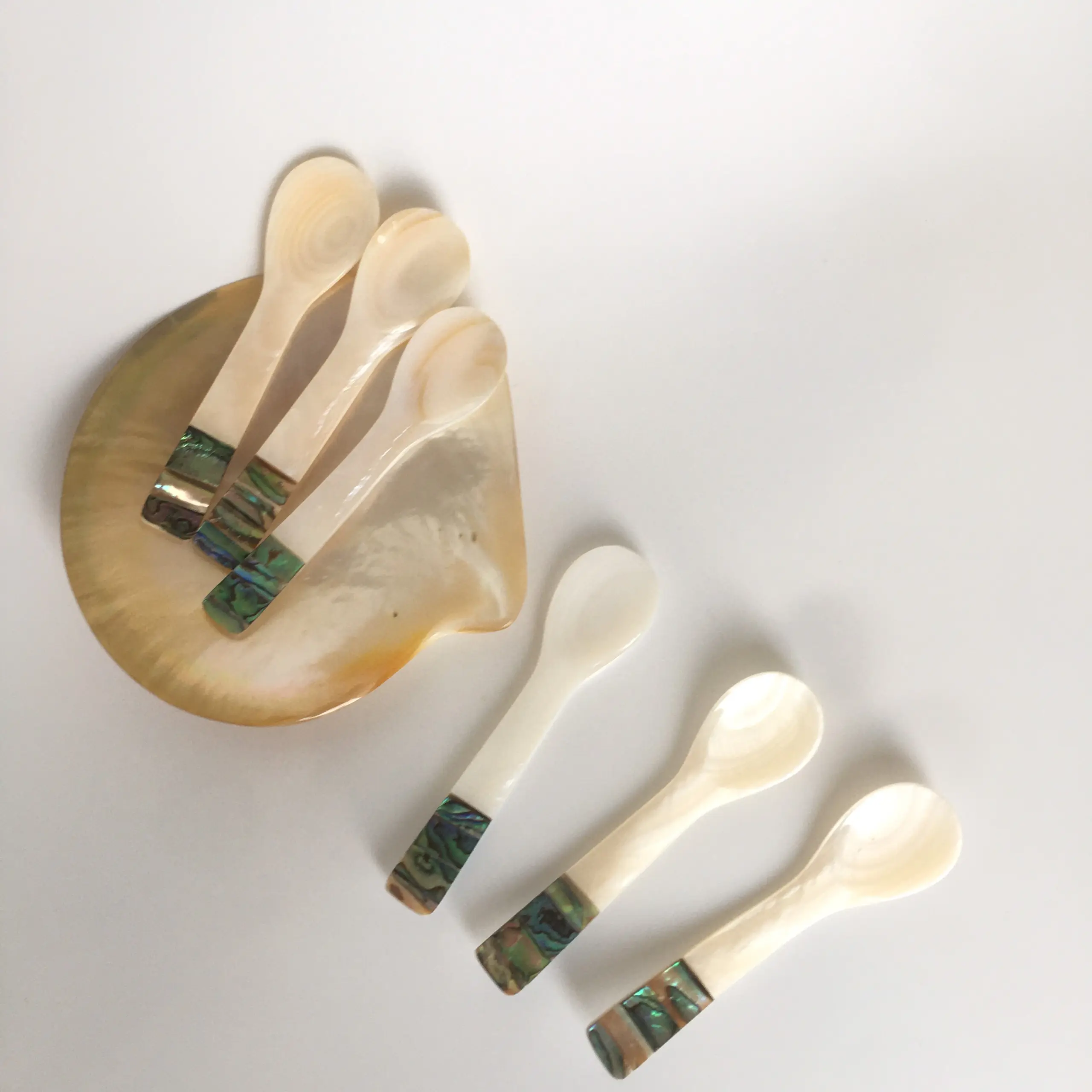 Wholesale 2022 Spoon Set 6 Pcs Caviar Spoon with Abalone Inlay Mother of Pearl 11cm Sustainable Shell Spoon for Restauntant
