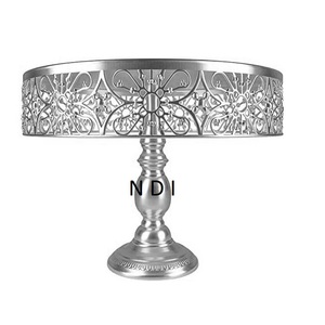 Vaisselle d'hôtel de luxe accessoires de décoration présentoir à gâteau arrondi plaqué argent fêtes de mariage plateau à gâteau support en métal - Product Image 1