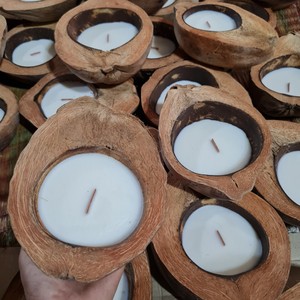 เทียนทรงกะลามะพร้าวธรรมชาติแบบ100% เป็นมิตรต่อสิ่งแวดล้อมเทียนชามมะพร้าว - Product Image 4