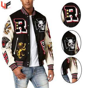 Veste universitaire Letterman unisexe en chenille avec patchs d'hiver en polyester thermique pour hommes, design inspiré du baseball universitaire - Product Image 1