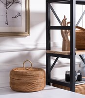 Ensemble de 2 boîtes-cadeaux rondes en rotin rustique, taille personnalisée, boîte de rangement multi-usages, design flexible écologique, articles de cuisine