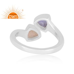 Anillo Apilable de Plata de Ley Fina con Ópalo Etíope Natural y Tanzanita, el Más Vendido del 2026, para Mujer, Fabricante de Joyería - Product Image 2