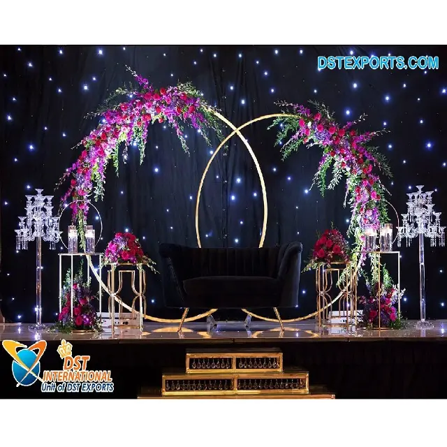 Arco redondo de Metal para escenario de boda, telón de fondo redondo con marco de Metal para escenario