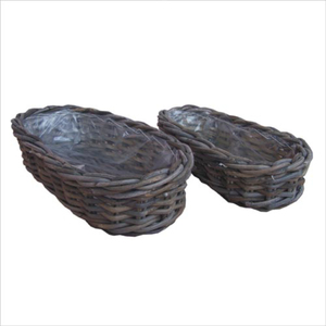 Handmade Rustic Wicker Garden Planter Oval Rattan Flower Basket Set With Plastic <b>Liner</b> Eco Friendly Indoor Outdoor Pot Holder - Product Image 1