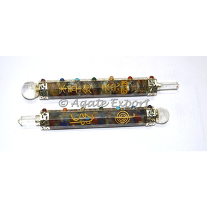 Feng Shui ไม้กายสิทธิ์หินอัญมณีธรรมชาติแกะสลักด้วยรูปแบบมิ่งขวัญพร้อมกระเป๋าป้องกัน - Product Image 1