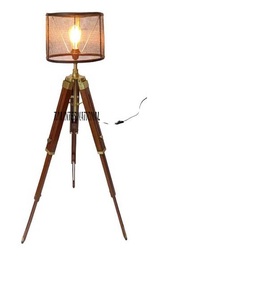 Đèn Sàn Ba Chân Bằng Gỗ Hàng Hải Đèn Đọc Sách Cổ Điển Đánh Bóng Để Trang Trí Phòng Ngủ Phòng Khách Văn Phòng - Product Image 1