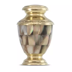 Juego de urnas de cremación de oro y Perla madre para adultos, urnas de Metal conmemorativo de latón/aluminio para cenizas funerarias - Product Image 2