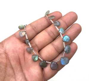 25 Pieces <b>Labradorite</b> Gemstone Natural Multi Fire Faceted Heart Shape Top Quality Briolette Beads Wholesale - Product Image 5