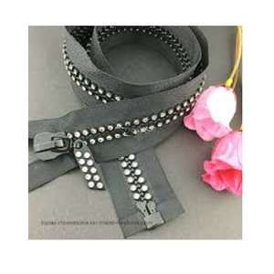 Rollos de cremallera de diamante decorativos cerrados con cierre automático de marca OZL al por mayor, nailon duradero y plástico para Vaqueros, zapatos, ropa y bolsos - Product Image 4