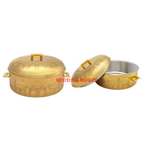 Cazuela decorativa hecha a mano de calidad superior de diseño de metal Hotpot, forma redonda, nuevo calentador de alimentos de metal de lujo - Product Image 4